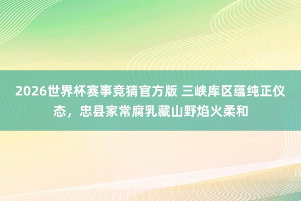 2026世界杯赛事竞猜官方版 三峡库区蕴纯正仪态，忠县家常腐乳藏山野焰火柔和