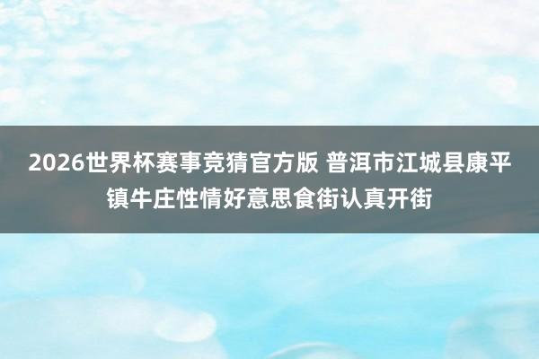 2026世界杯赛事竞猜官方版 普洱市江城县康平镇牛庄性情好意思食街认真开街