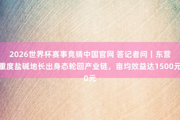 2026世界杯赛事竞猜中国官网 答记者问｜东营重度盐碱地长出身态轮回产业链，亩均效益达1500元