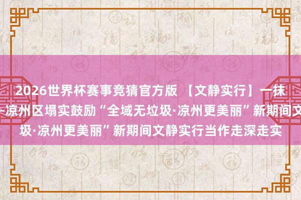 2026世界杯赛事竞猜官方版 【文静实行】一抹志愿红 满城文静风——凉州区塌实鼓励“全域无垃圾·凉州更美丽”新期间文静实行当作走深走实