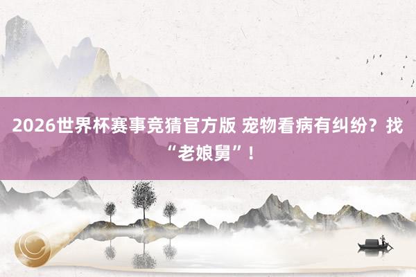 2026世界杯赛事竞猜官方版 宠物看病有纠纷？找“老娘舅”！