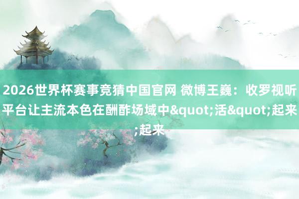 2026世界杯赛事竞猜中国官网 微博王巍：收罗视听平台让主流本色在酬酢场域中"活"起来