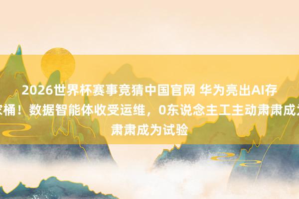 2026世界杯赛事竞猜中国官网 华为亮出AI存储全家桶！数据智能体收受运维，0东说念主工主动肃肃成为试验