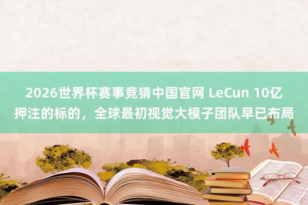 2026世界杯赛事竞猜中国官网 LeCun 10亿押注的标的，全球最初视觉大模子团队早已布局