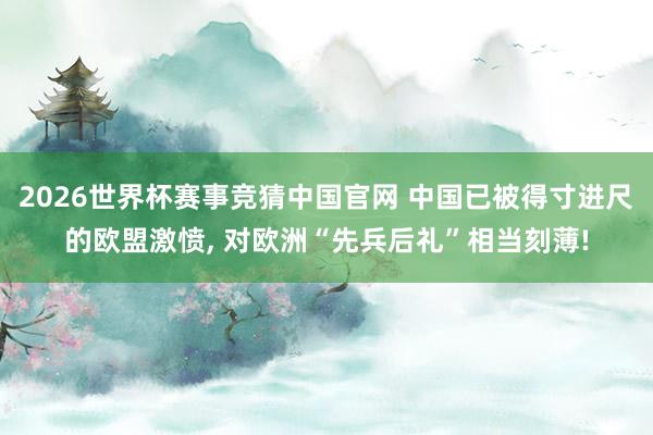 2026世界杯赛事竞猜中国官网 中国已被得寸进尺的欧盟激愤， 对欧洲“先兵后礼”相当刻薄!