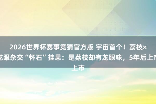 2026世界杯赛事竞猜官方版 宇宙首个！荔枝×龙眼杂交“怀石”挂果：是荔枝却有龙眼味，5年后上市