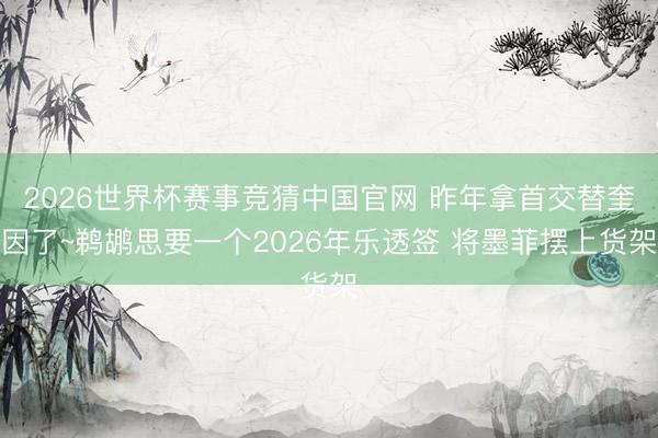 2026世界杯赛事竞猜中国官网 昨年拿首交替奎因了~鹈鹕思要一个2026年乐透签 将墨菲摆上货架